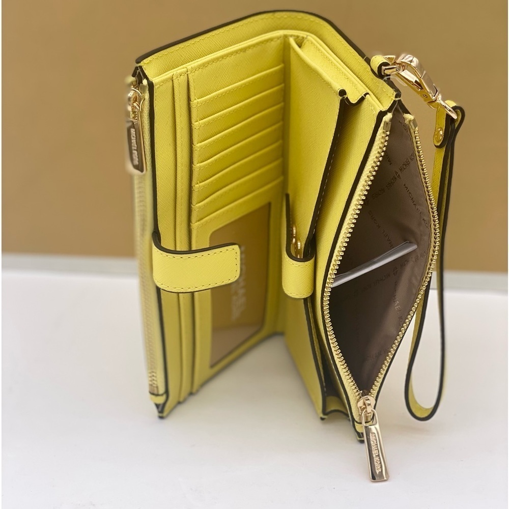 Michael Kors DoubleZip Wallet Wristlet Phone Case Sunshine - Picture 7 of 11